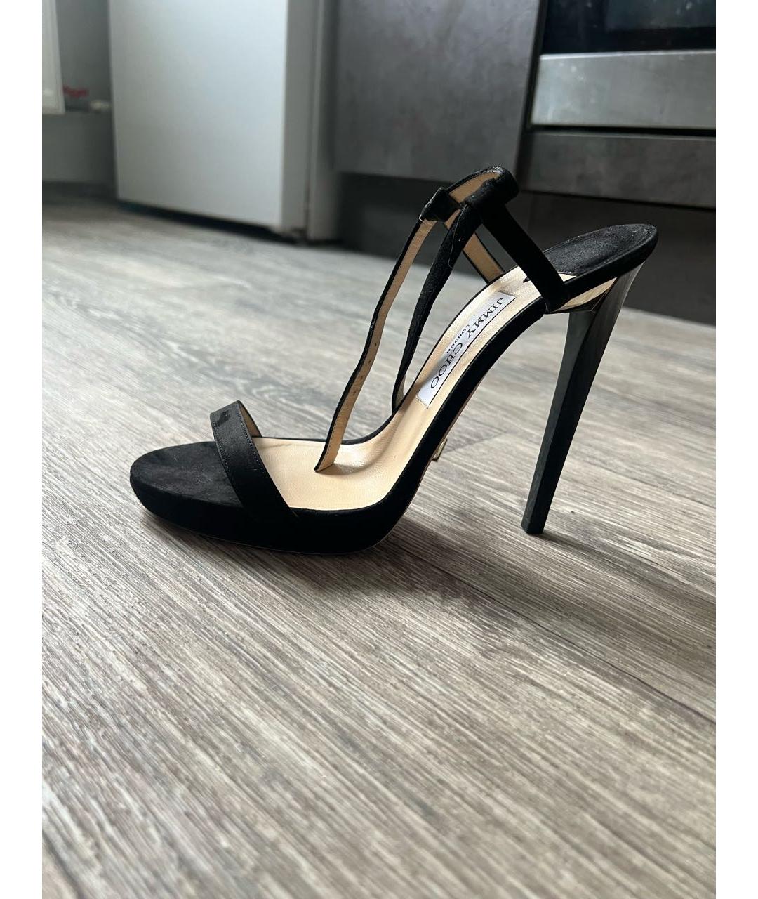 JIMMY CHOO Черные замшевые босоножки, фото 7