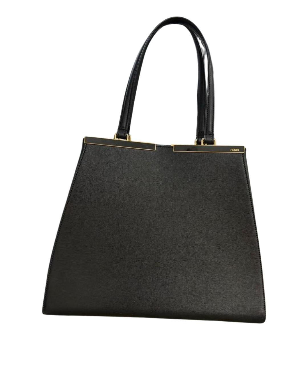 FENDI Черная кожаная сумка с короткими ручками, фото 1