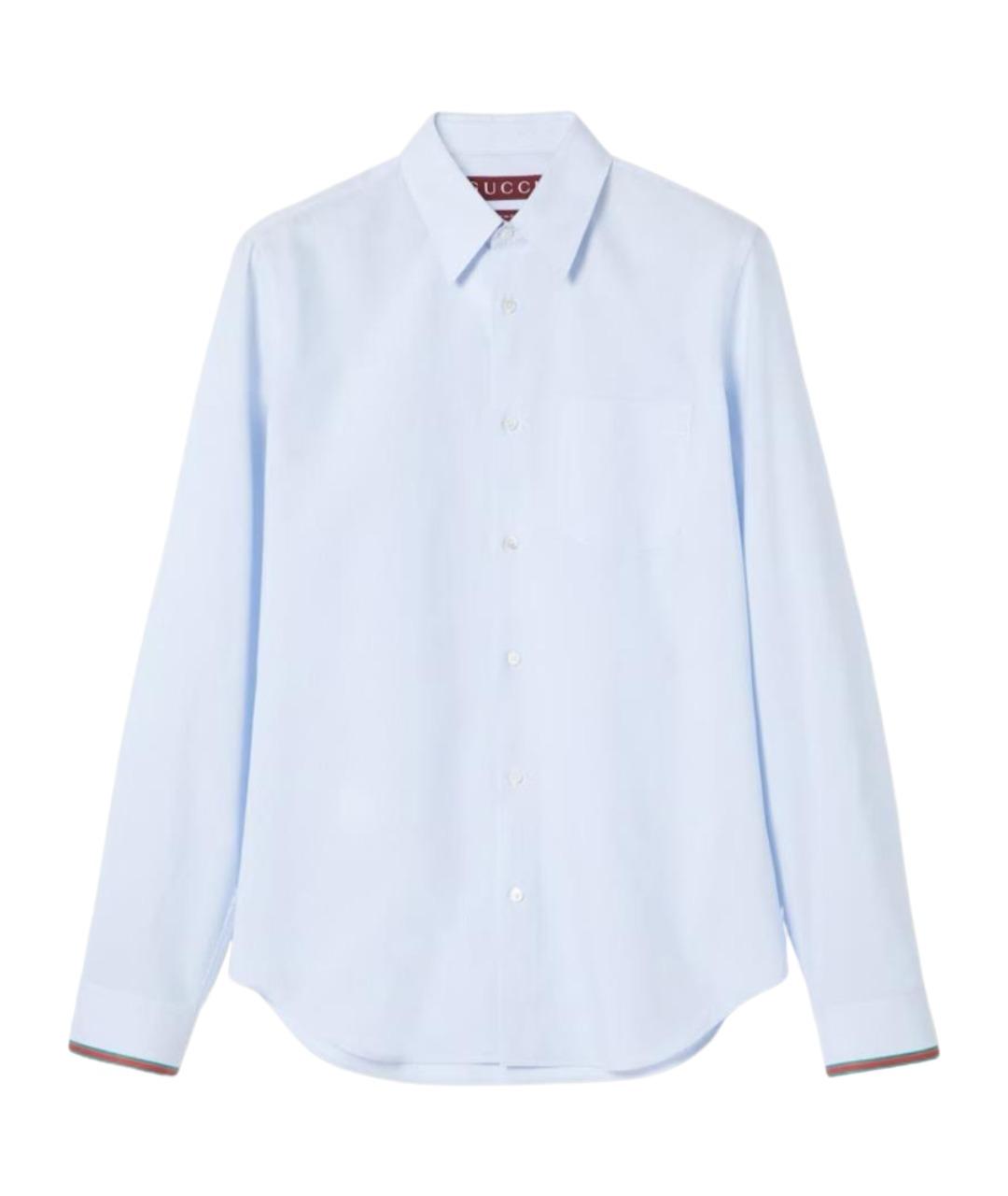 GUCCI Голубая хлопковая классическая рубашка, фото 1