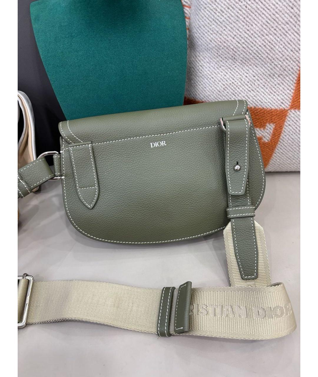 CHRISTIAN DIOR Зеленая кожаная сумка через плечо, фото 5