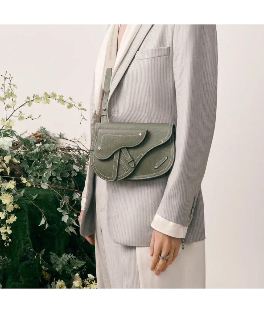 CHRISTIAN DIOR Зеленая кожаная сумка через плечо, фото 8