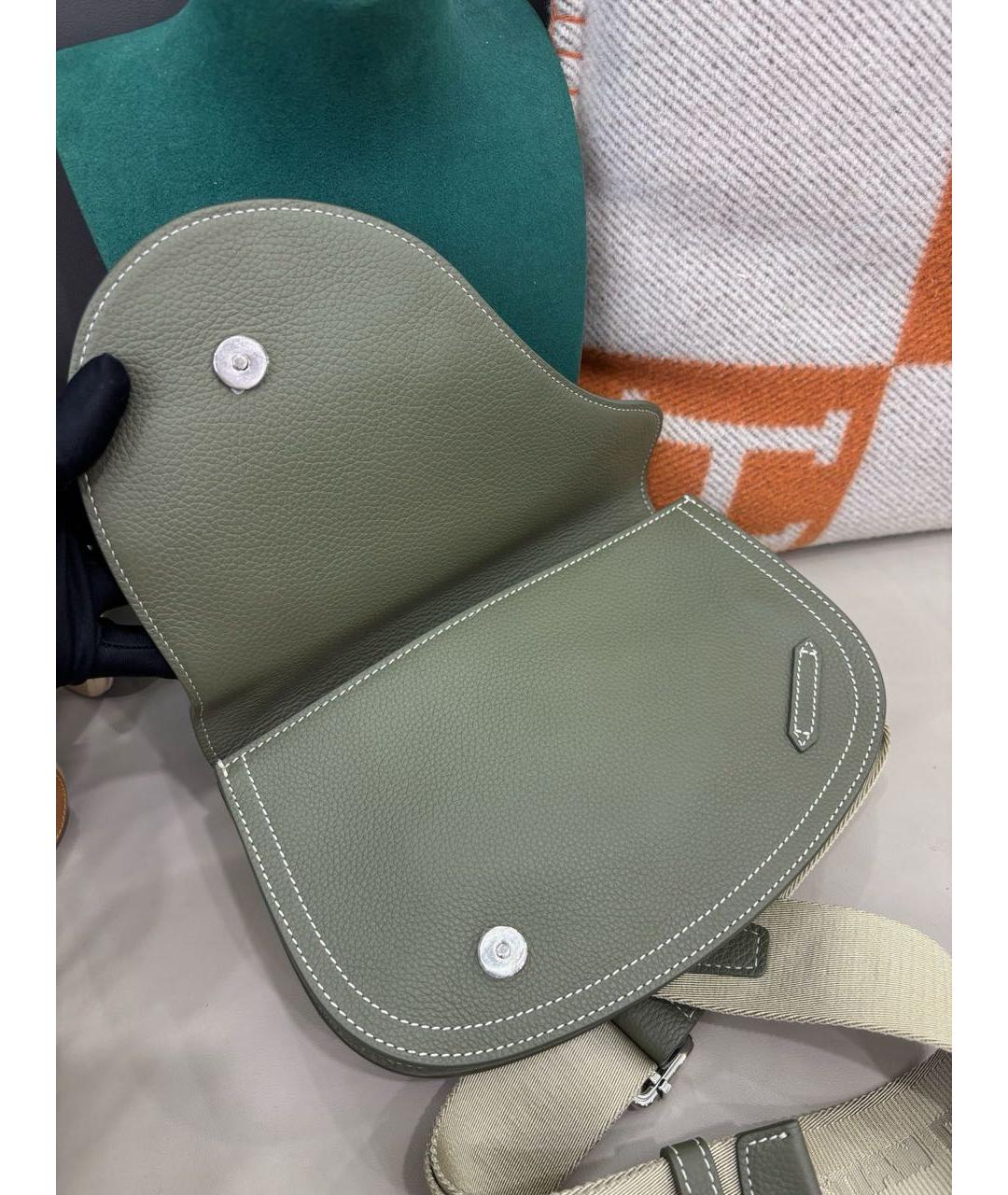 CHRISTIAN DIOR Зеленая кожаная сумка через плечо, фото 6