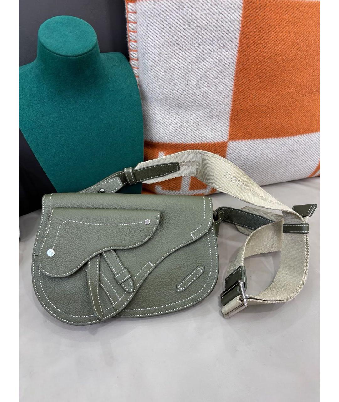 CHRISTIAN DIOR Зеленая кожаная сумка через плечо, фото 9