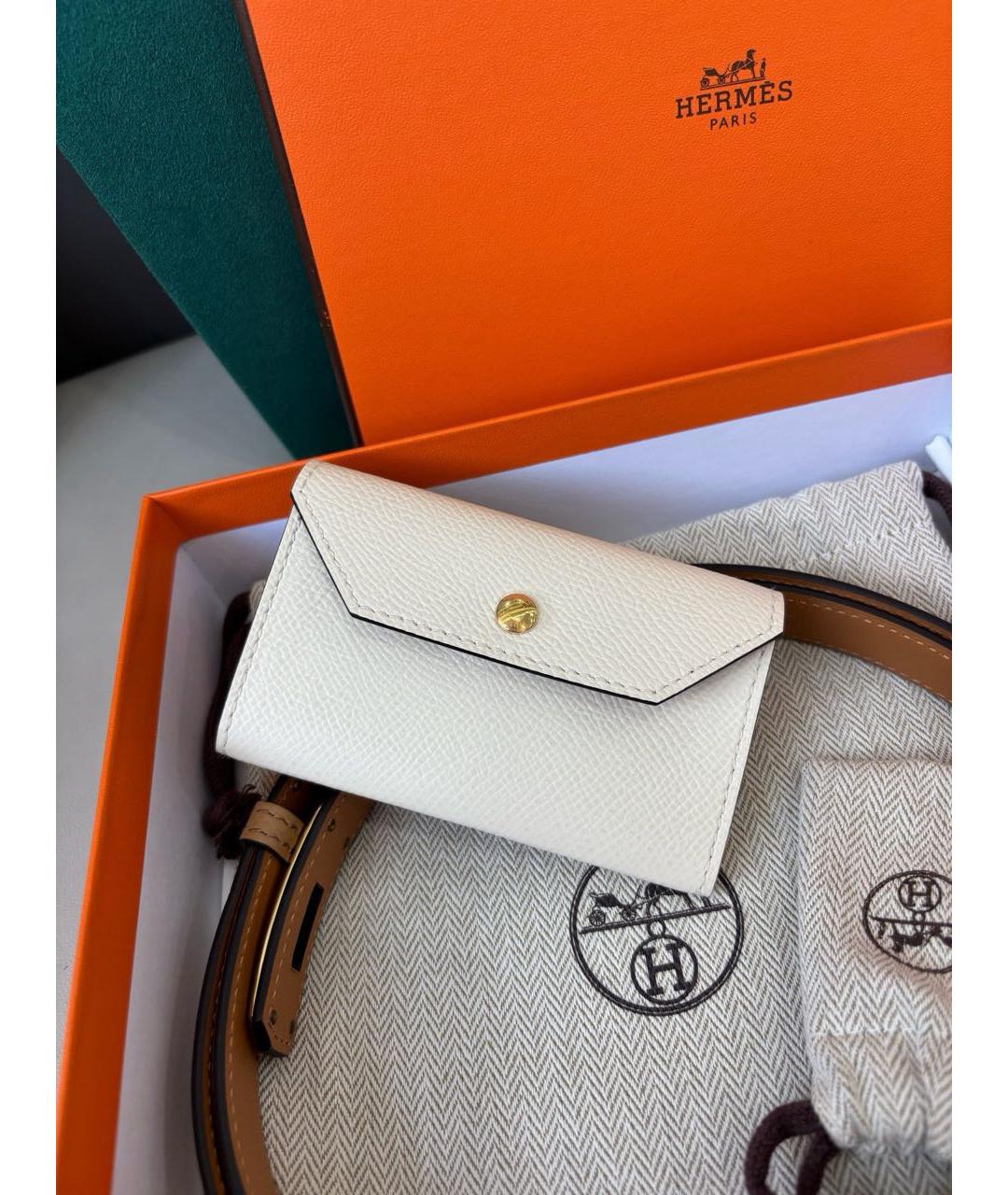 HERMES Бежевая кожаная поясная сумка, фото 9