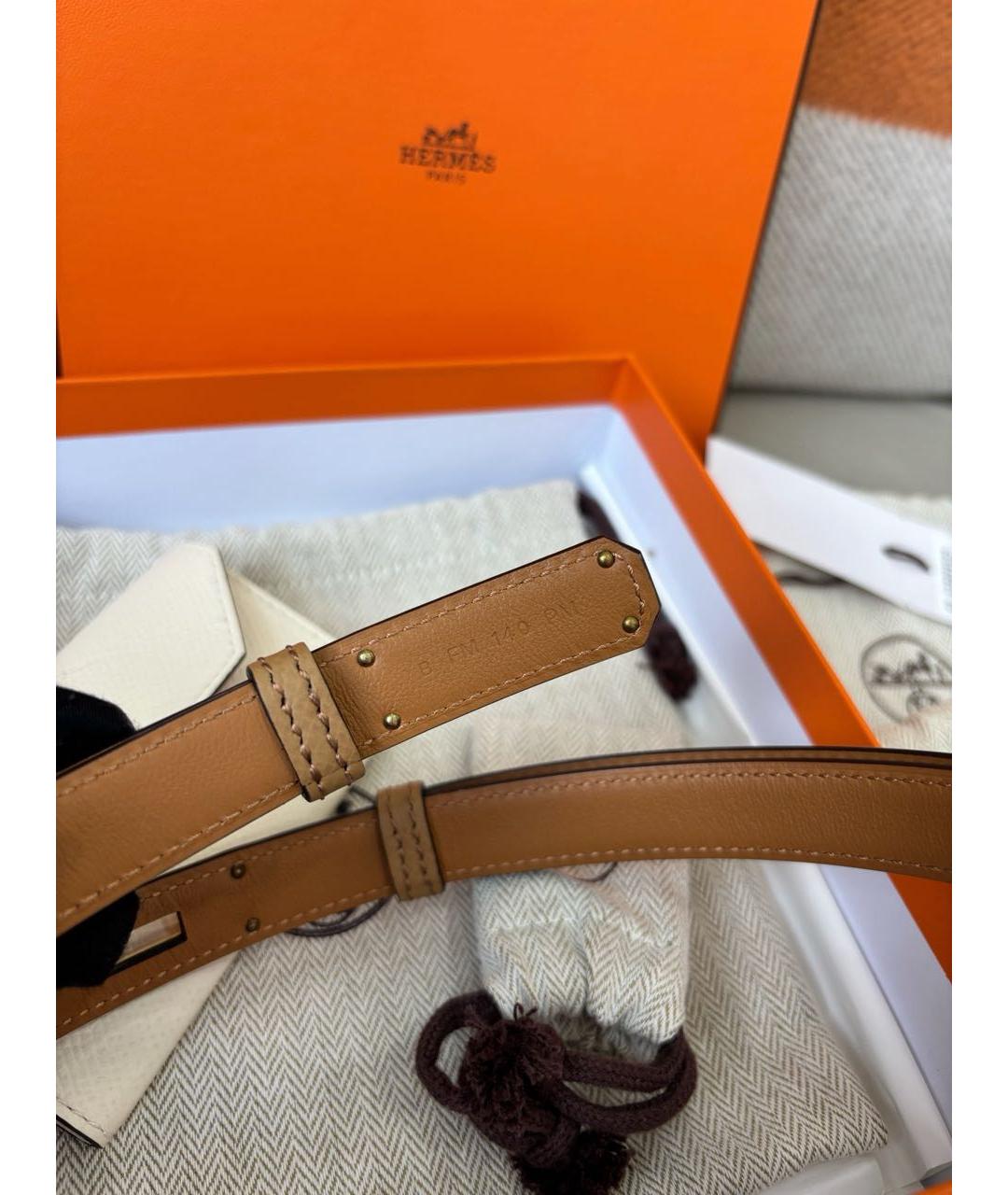 HERMES Бежевая кожаная поясная сумка, фото 8