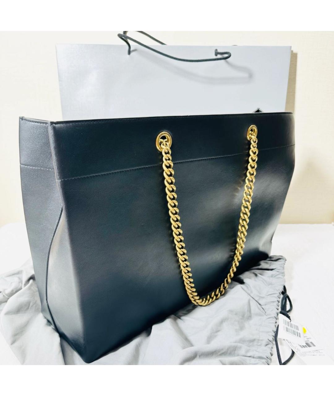 BALENCIAGA Черная кожаная сумка тоут, фото 3