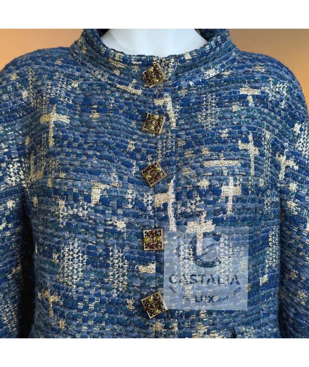 CHANEL Синий твидовый жакет/пиджак, фото 6