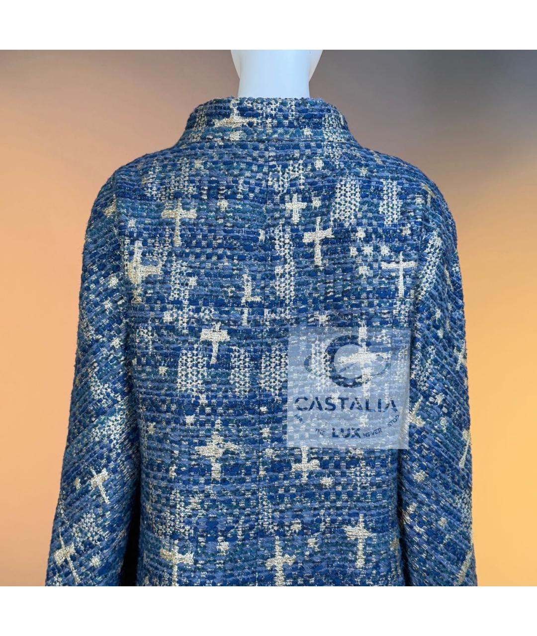 CHANEL Синий твидовый жакет/пиджак, фото 8