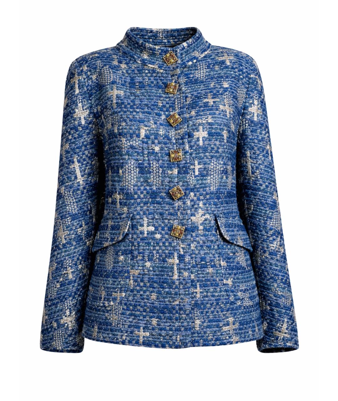 CHANEL Синий твидовый жакет/пиджак, фото 1