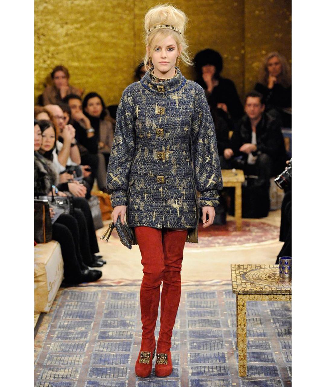 CHANEL Синий твидовый жакет/пиджак, фото 2