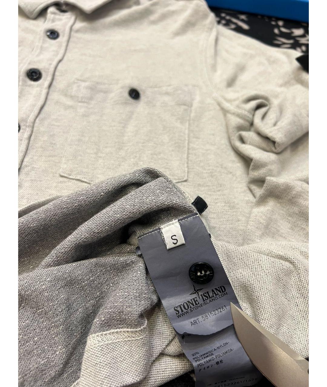 STONE ISLAND Серое хлопковое поло с длинным рукавом, фото 3
