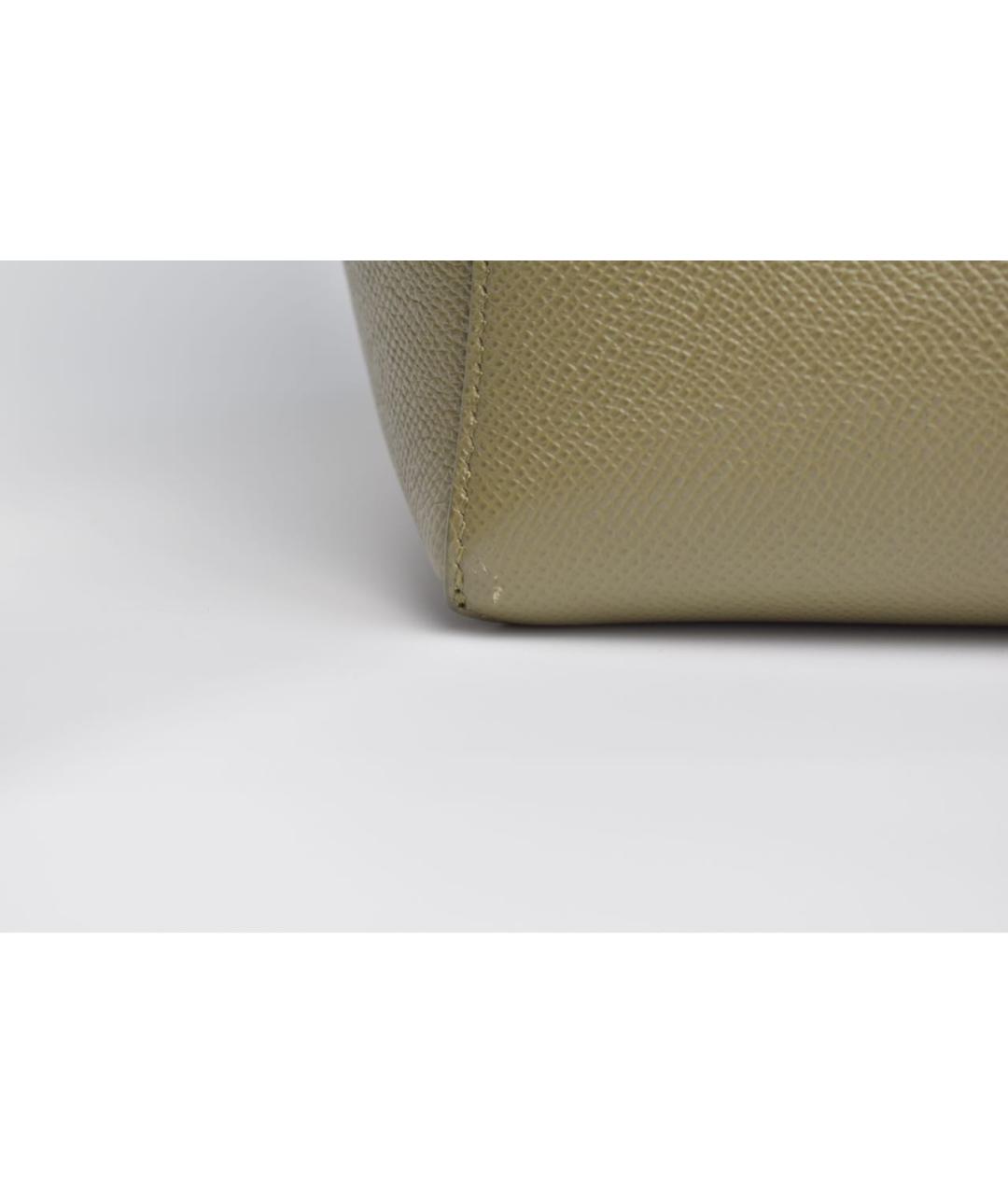 CELINE Зеленая кожаная сумка с короткими ручками, фото 6