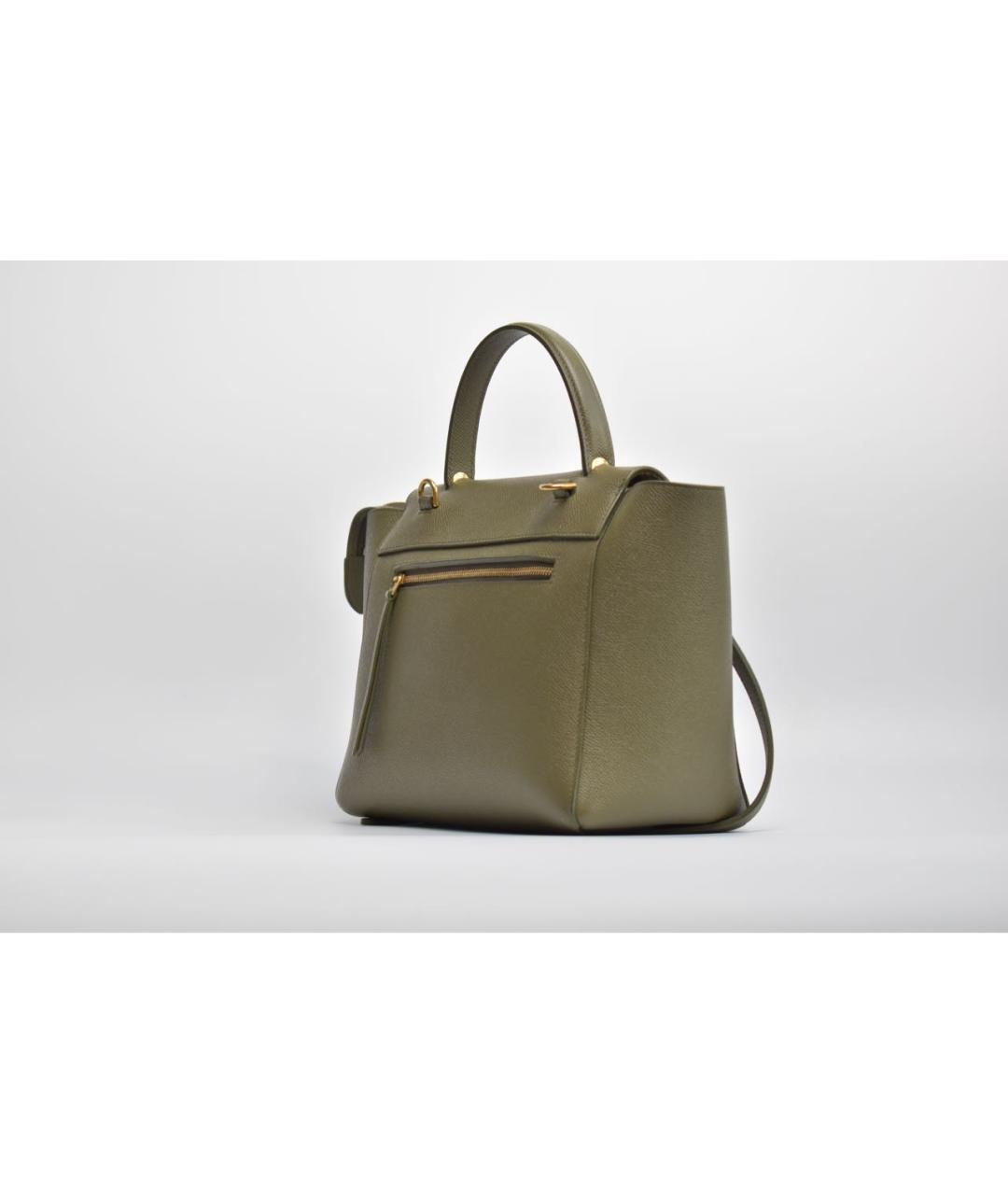 CELINE Зеленая кожаная сумка с короткими ручками, фото 8