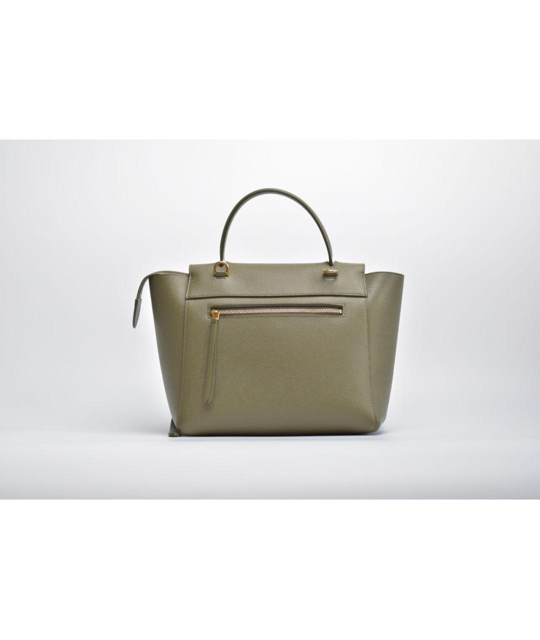 CELINE Зеленая кожаная сумка с короткими ручками, фото 3