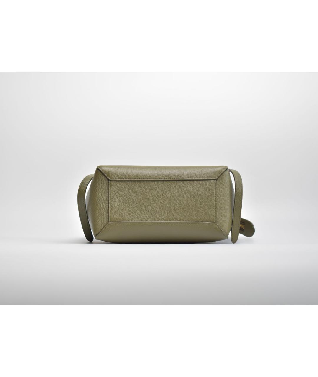 CELINE Зеленая кожаная сумка с короткими ручками, фото 5