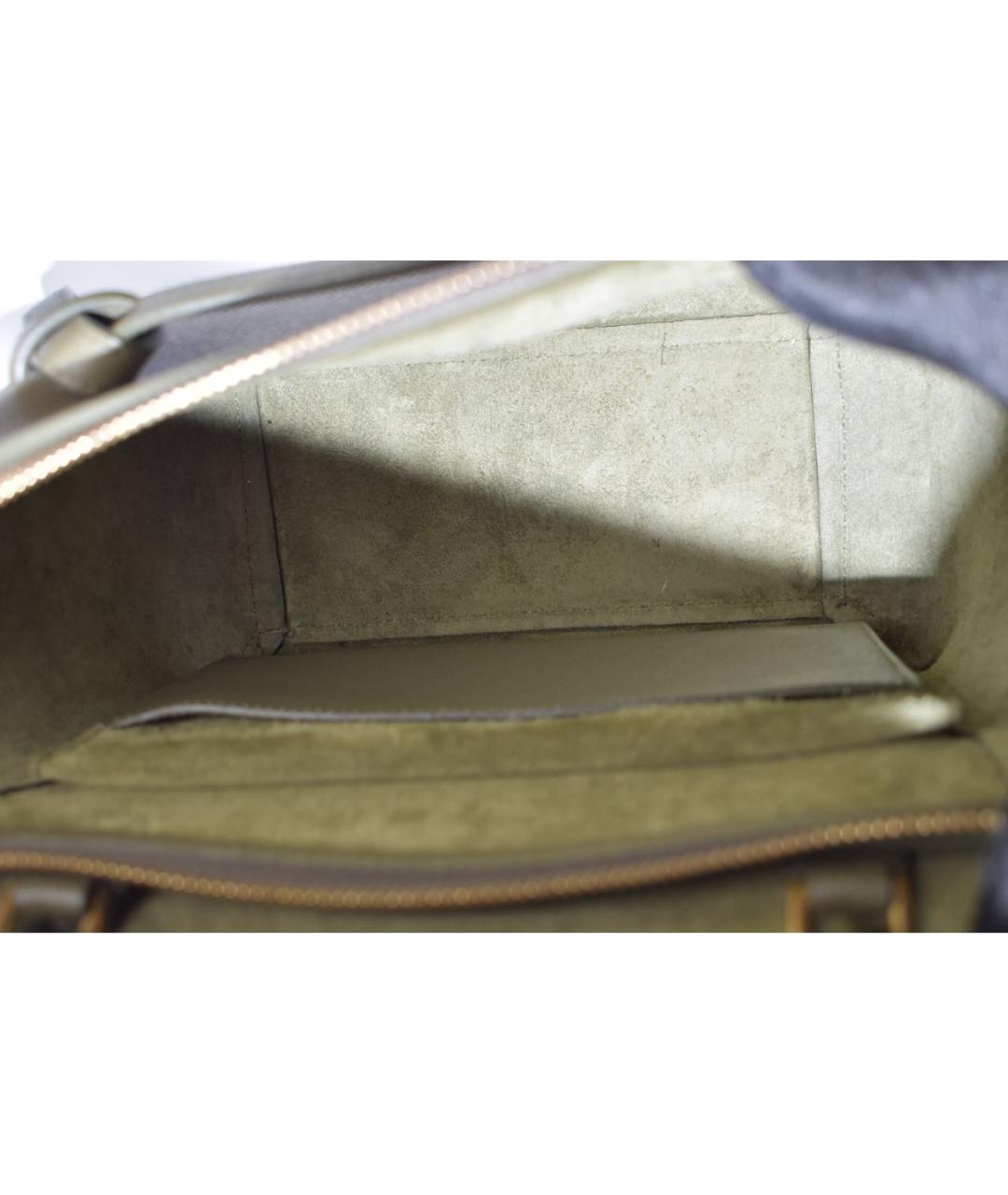 CELINE Зеленая кожаная сумка с короткими ручками, фото 4