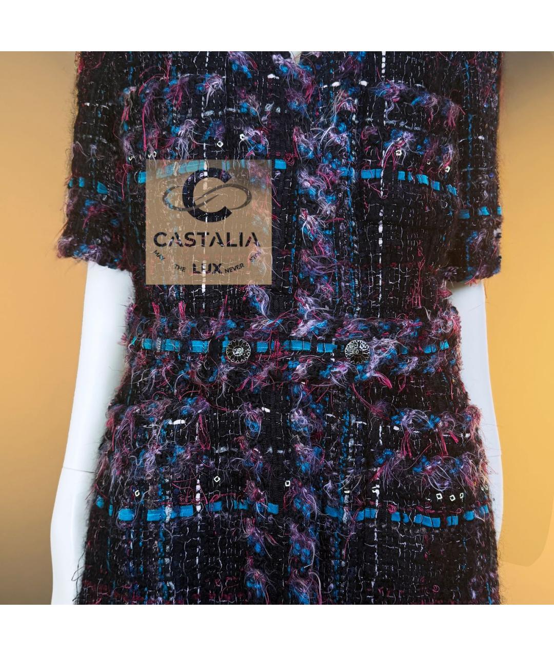 CHANEL Фиолетовый твидовый жакет/пиджак, фото 8