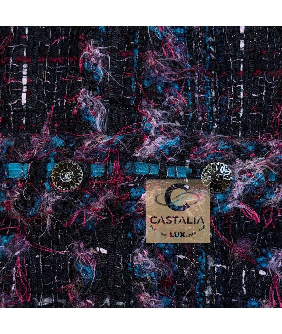 CHANEL Фиолетовый твидовый жакет/пиджак, фото 7