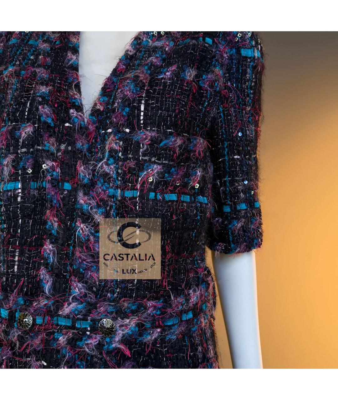 CHANEL Фиолетовый твидовый жакет/пиджак, фото 6