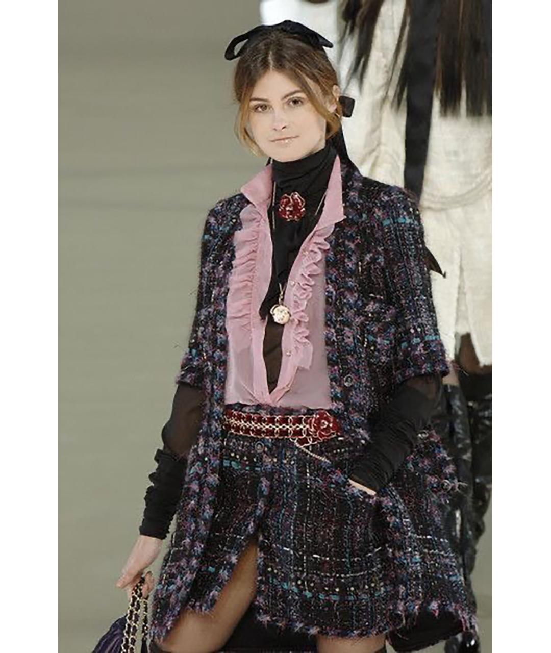 CHANEL Фиолетовый твидовый жакет/пиджак, фото 3