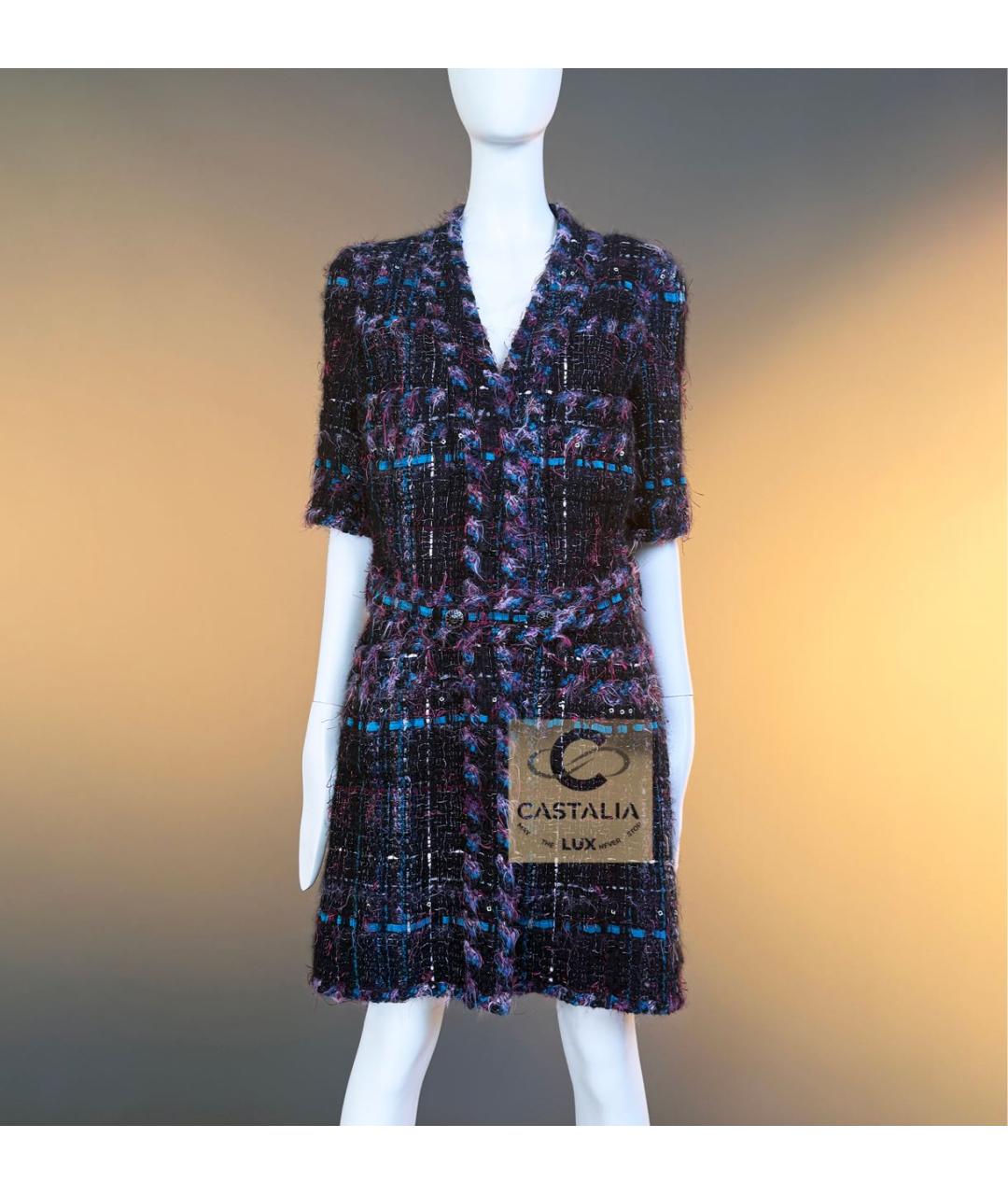 CHANEL Фиолетовый твидовый жакет/пиджак, фото 5