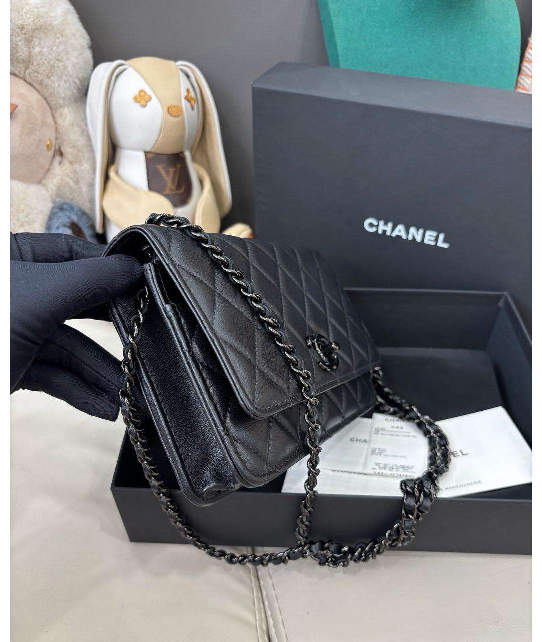 CHANEL Черная кожаная сумка через плечо, фото 3