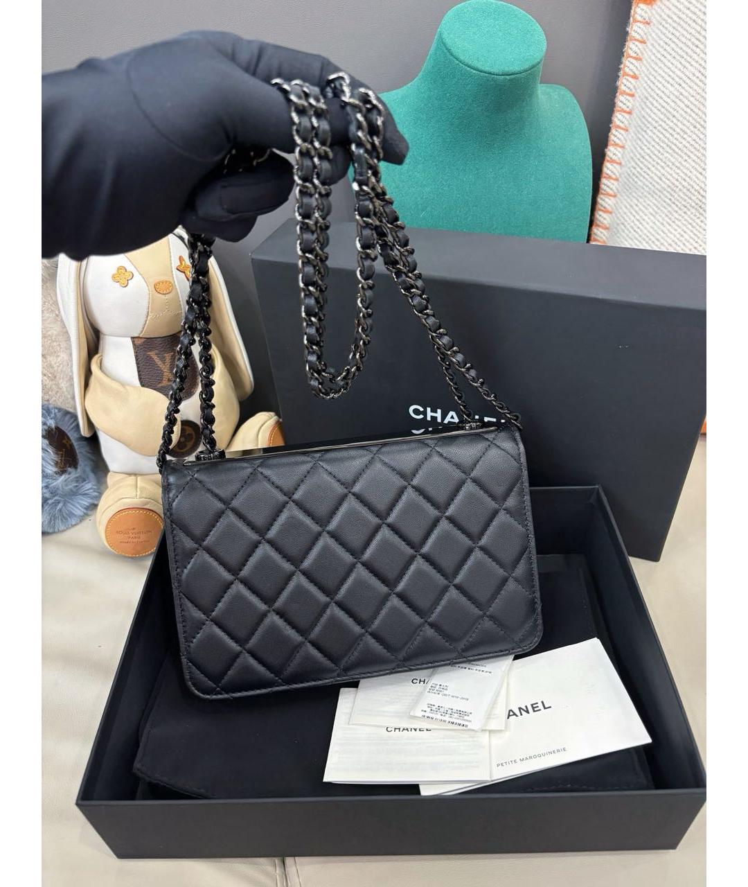 CHANEL Черная кожаная сумка через плечо, фото 5