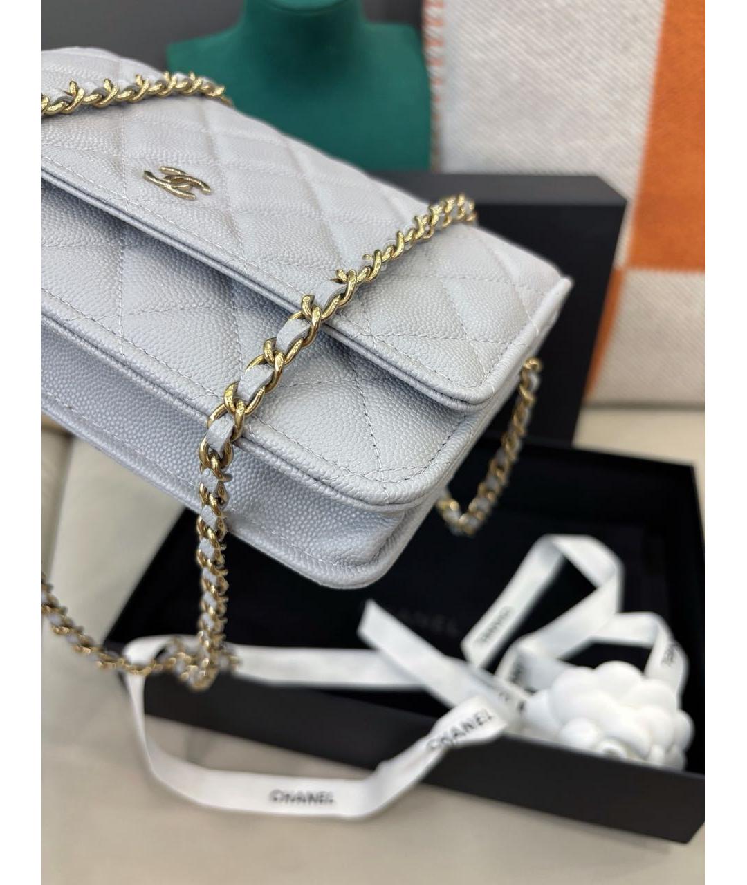 CHANEL Серая кожаная сумка через плечо, фото 4