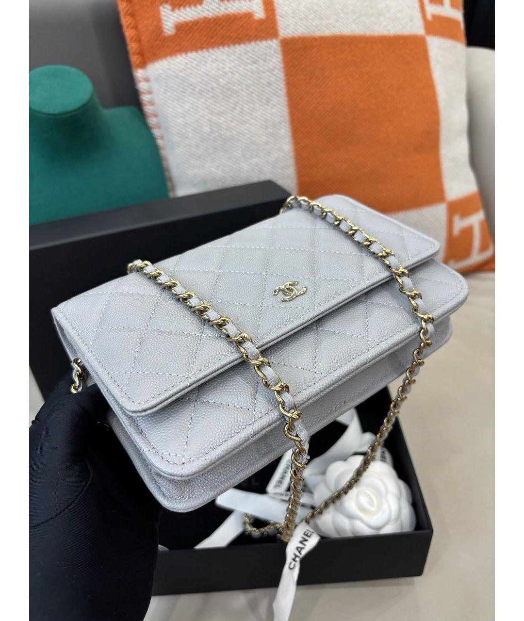 CHANEL Серая кожаная сумка через плечо, фото 8