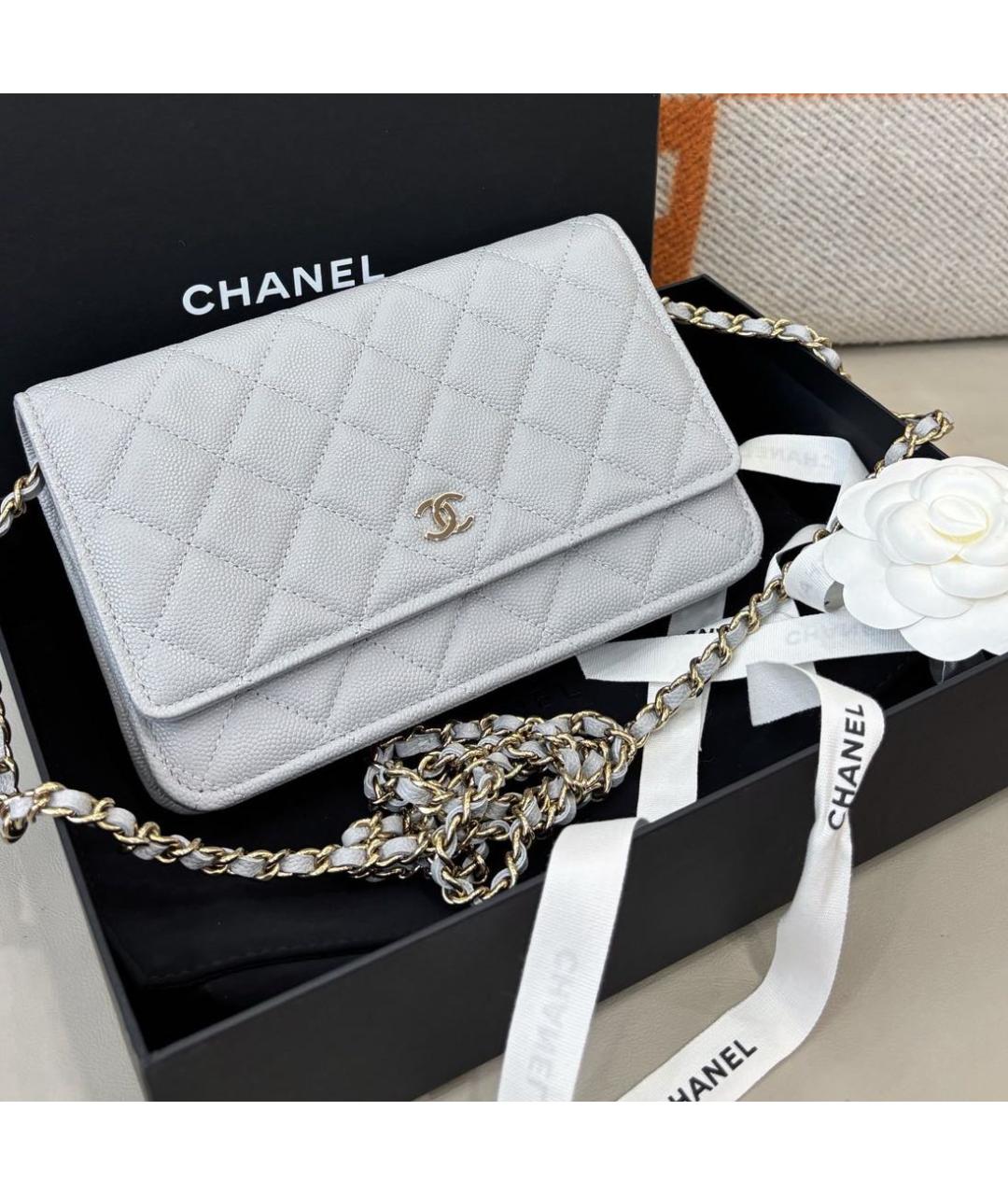 CHANEL Серая кожаная сумка через плечо, фото 2