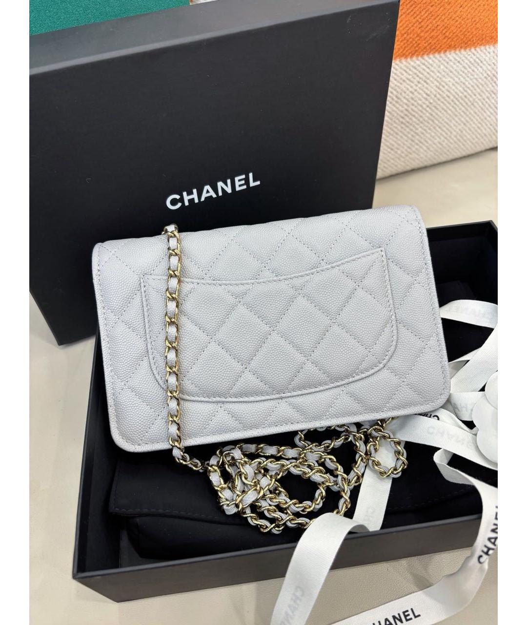 CHANEL Серая кожаная сумка через плечо, фото 3