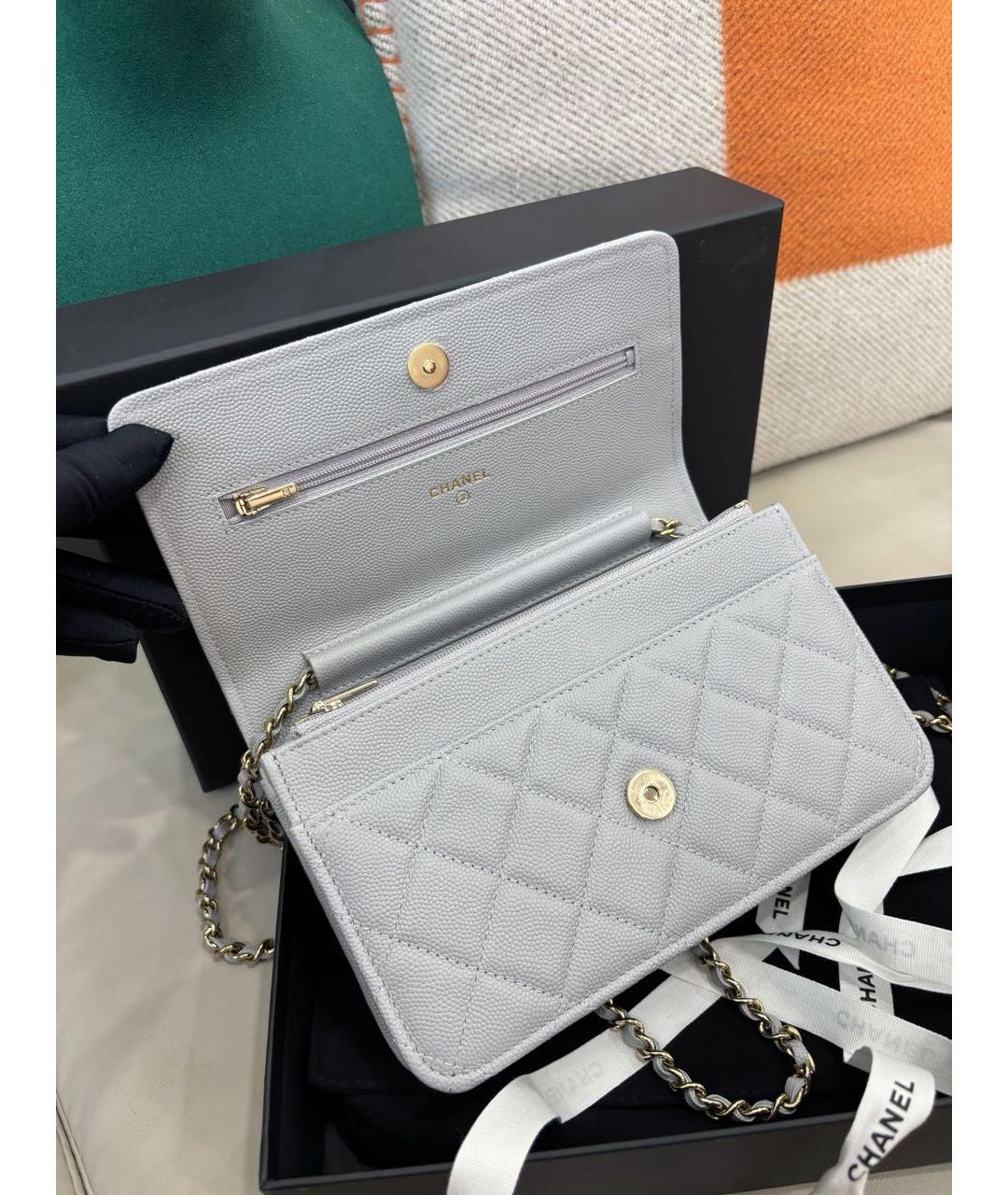 CHANEL Серая кожаная сумка через плечо, фото 6
