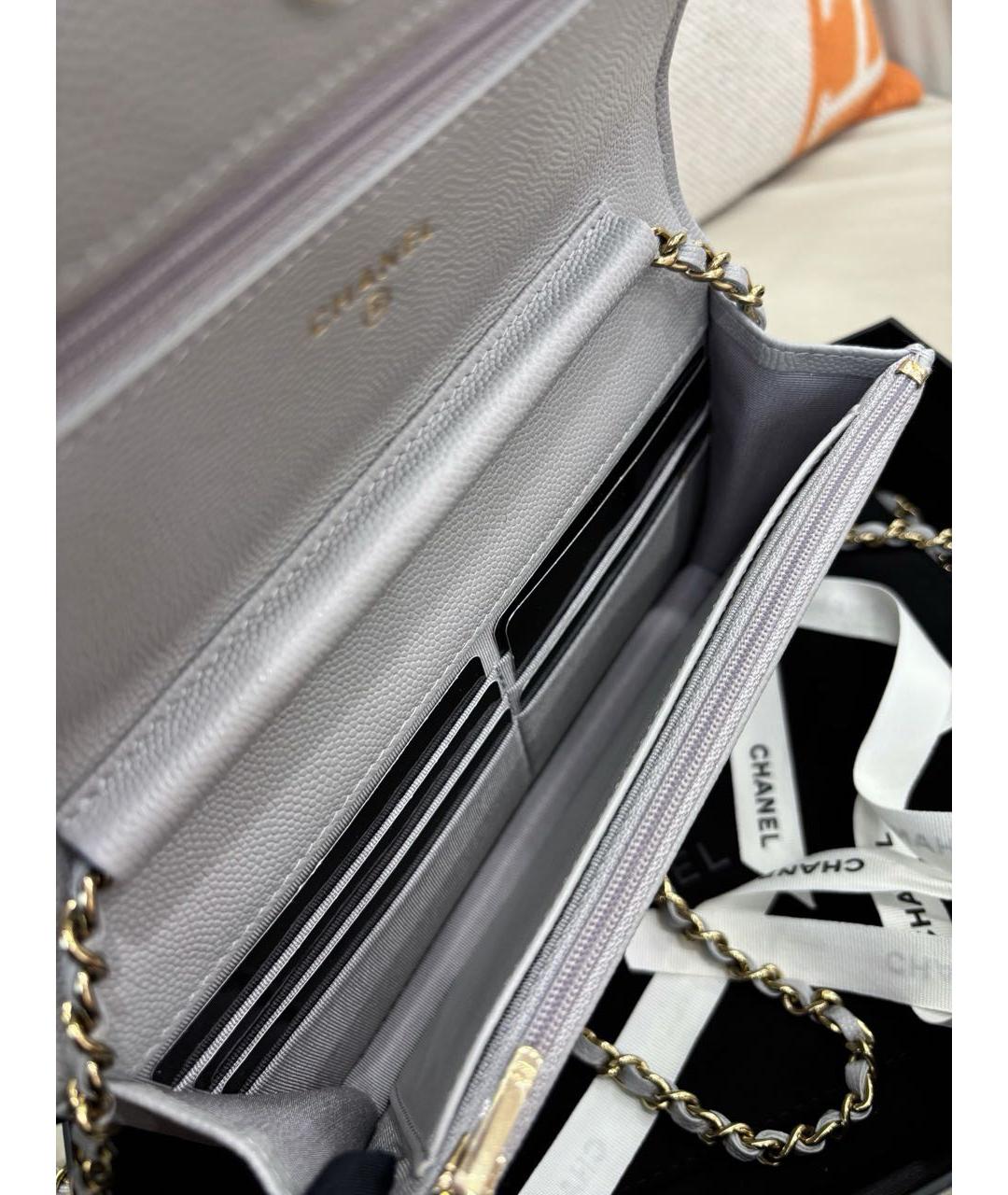 CHANEL Серая кожаная сумка через плечо, фото 7
