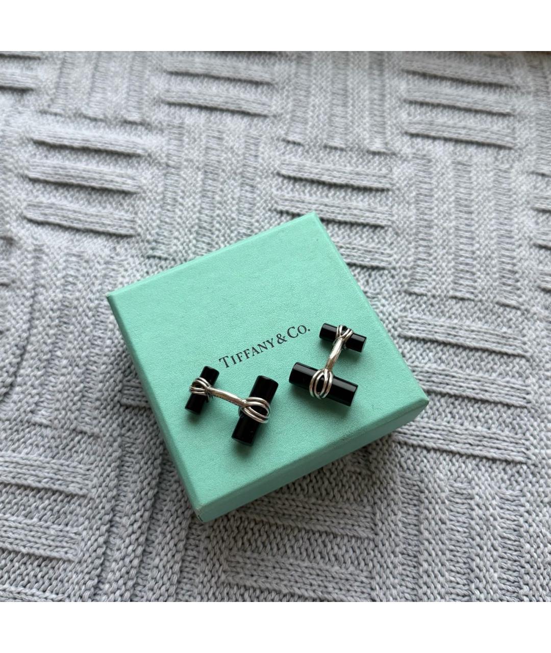 TIFFANY&CO Черные серебряные запонки, фото 2