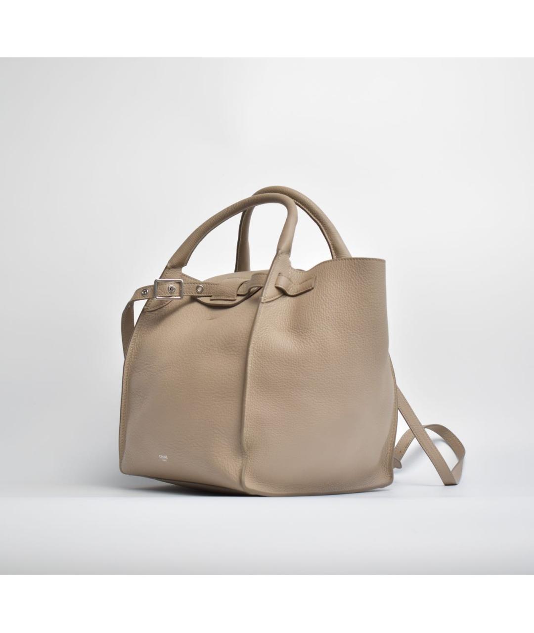 CELINE Бежевая кожаная сумка с короткими ручками, фото 2