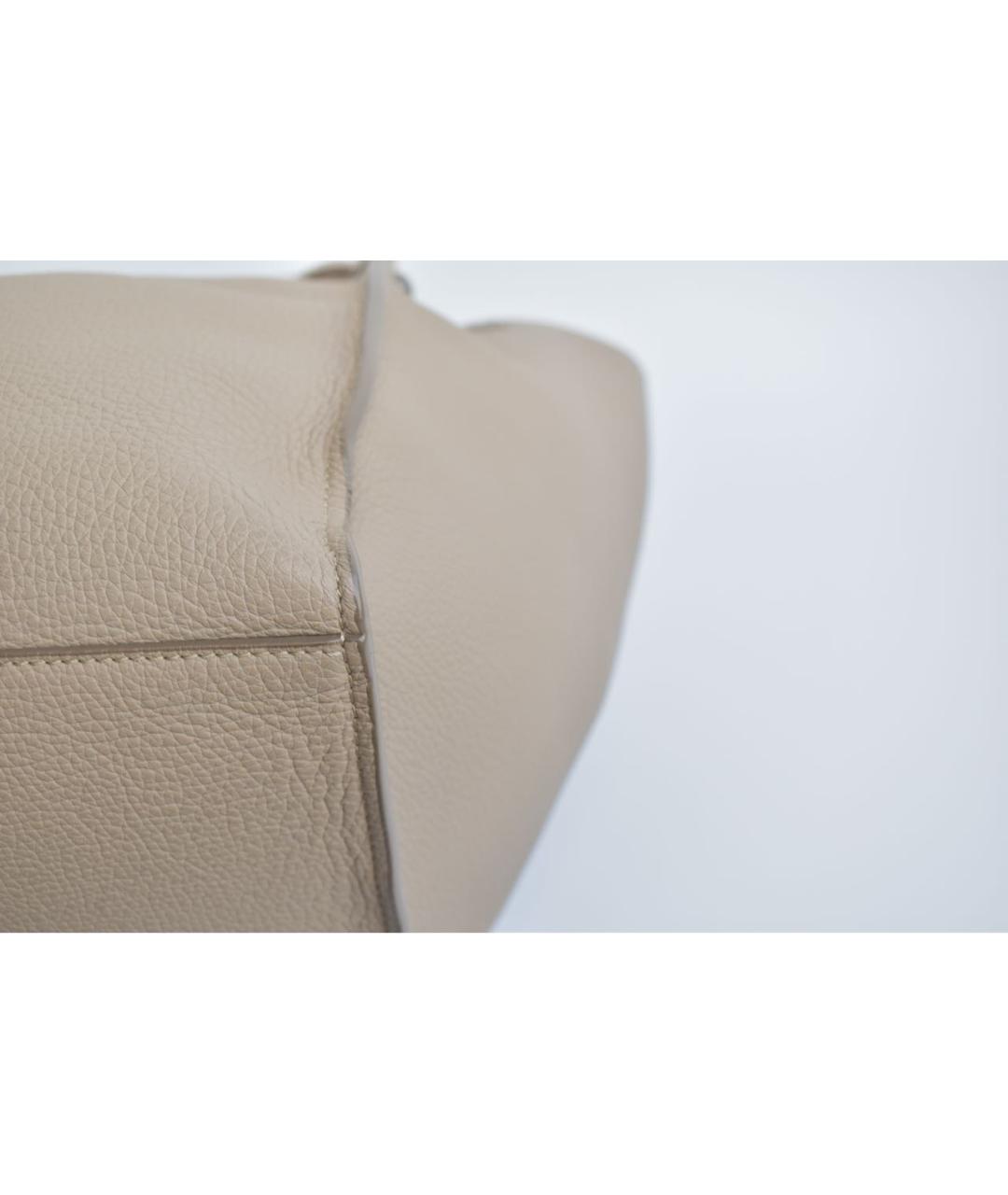 CELINE Бежевая кожаная сумка с короткими ручками, фото 7