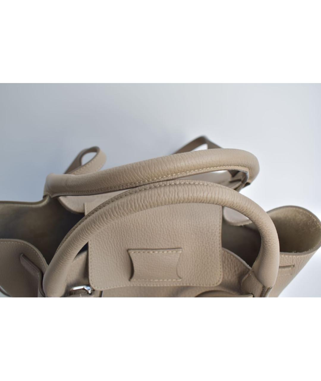 CELINE Бежевая кожаная сумка с короткими ручками, фото 8