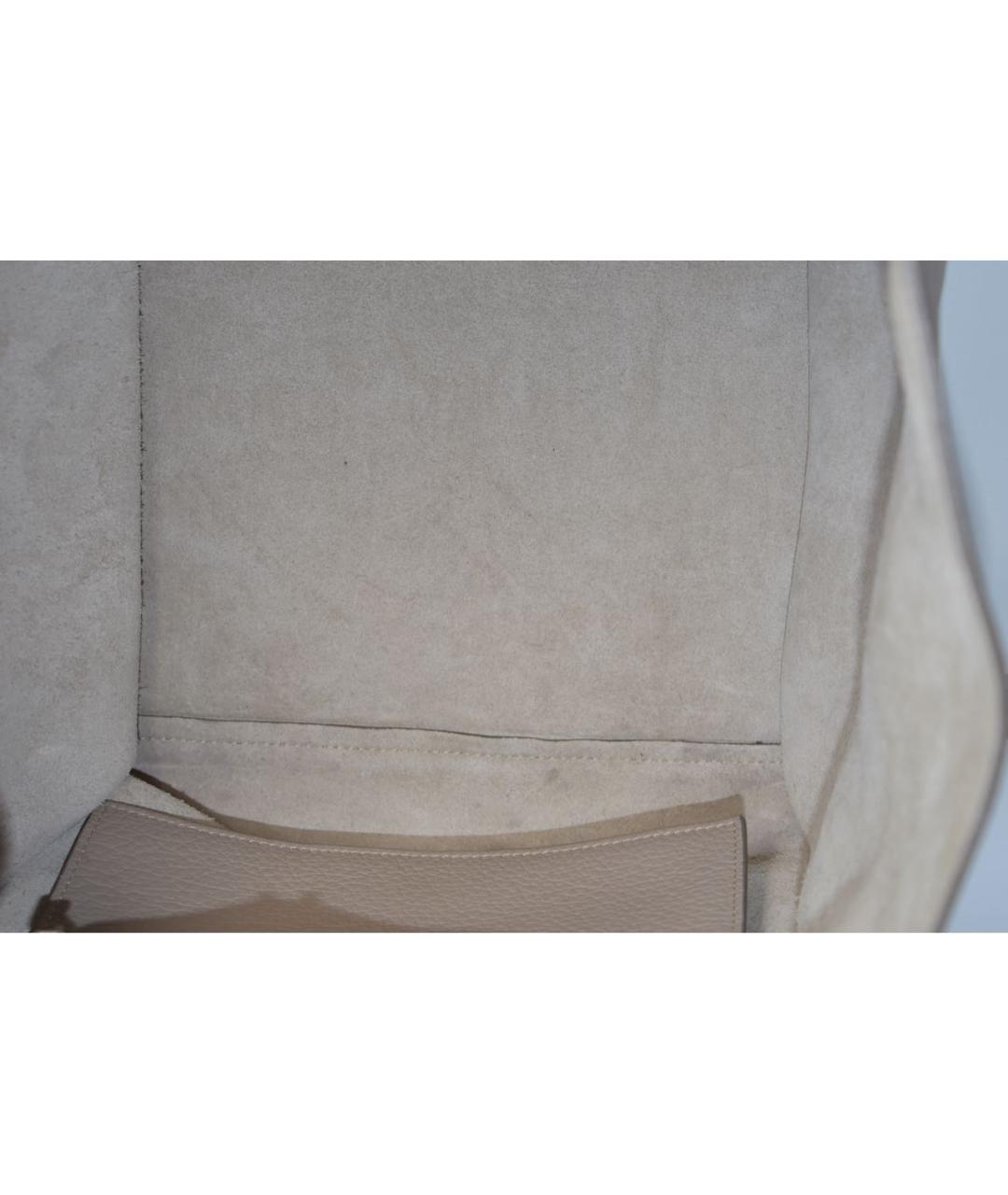 CELINE Бежевая кожаная сумка с короткими ручками, фото 4