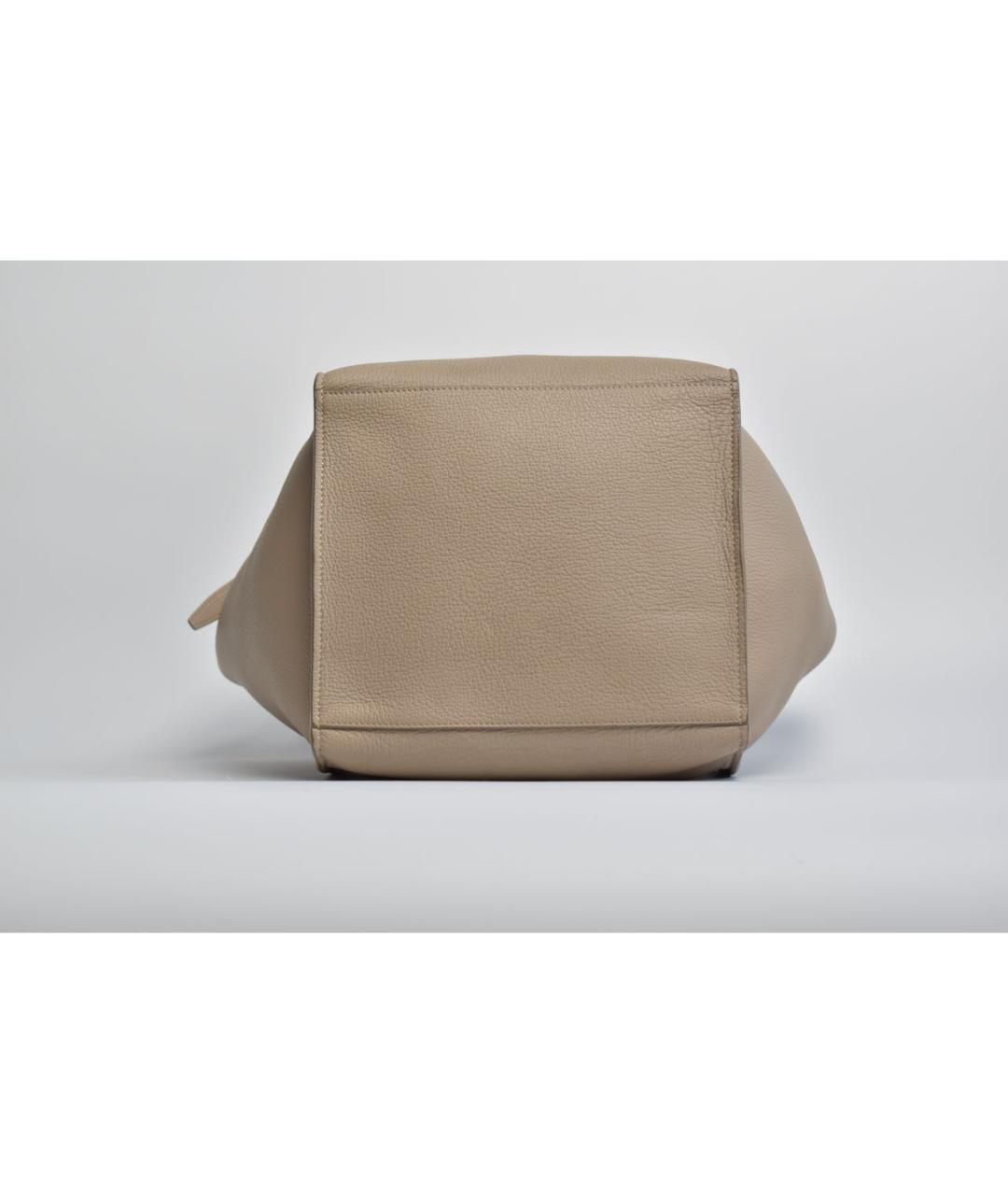 CELINE Бежевая кожаная сумка с короткими ручками, фото 5