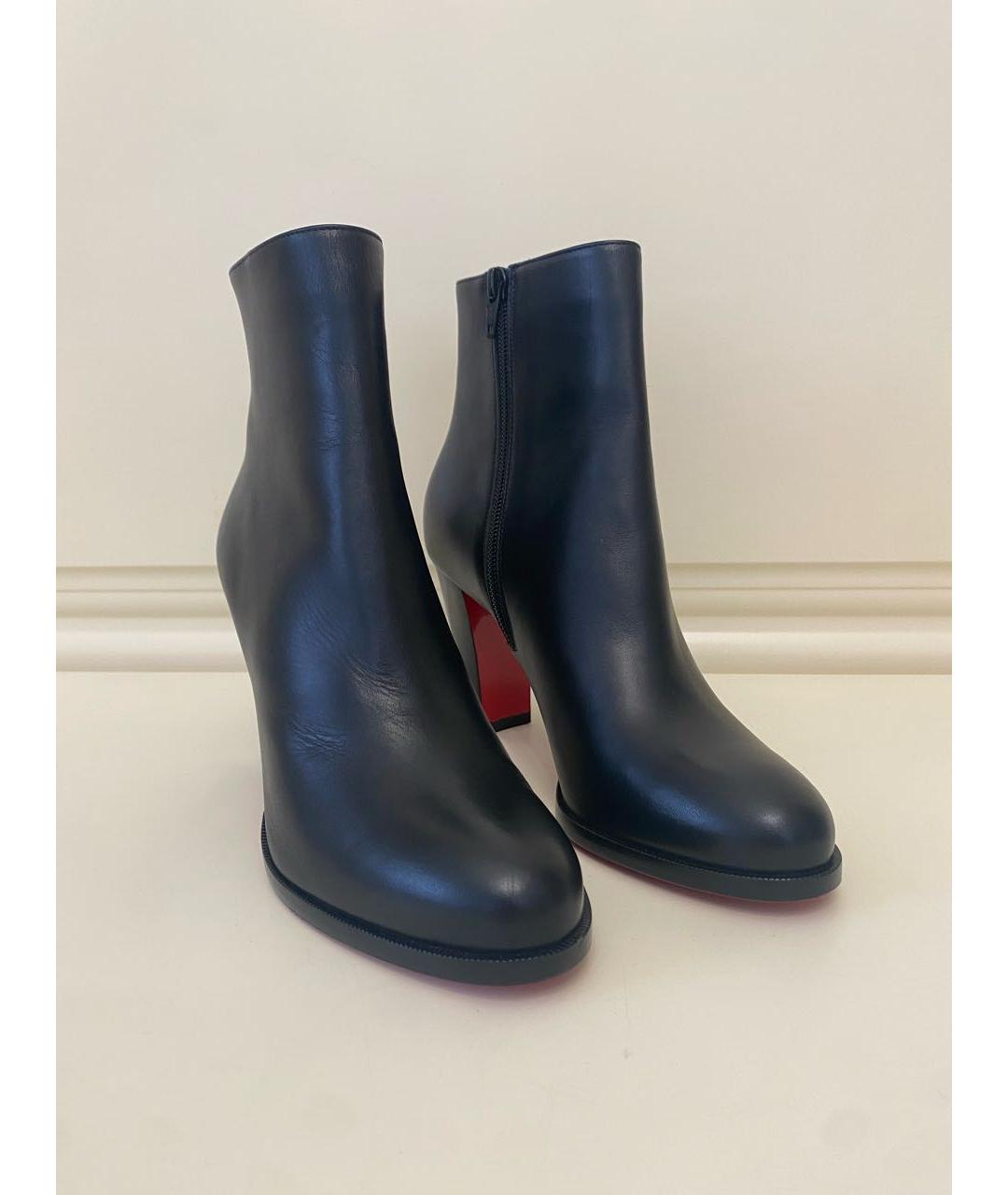 CHRISTIAN LOUBOUTIN Черные кожаные ботильоны, фото 2