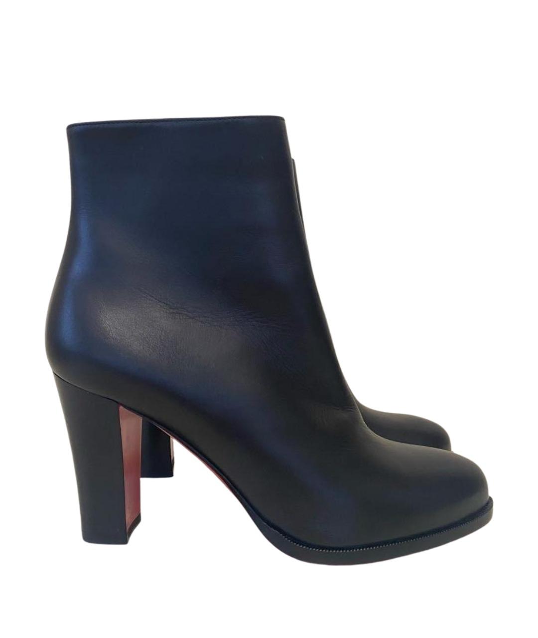 CHRISTIAN LOUBOUTIN Черные кожаные ботильоны, фото 1