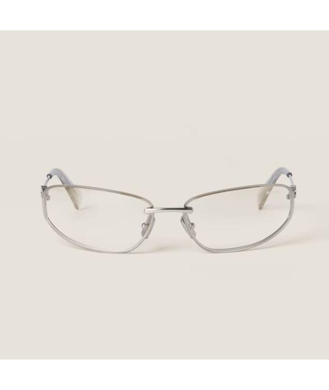 MIU MIU Серебряные металлические солнцезащитные очки, фото 2