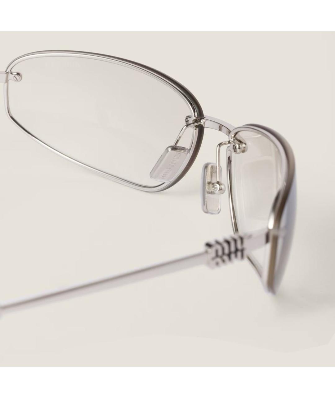 MIU MIU Серебряные металлические солнцезащитные очки, фото 5