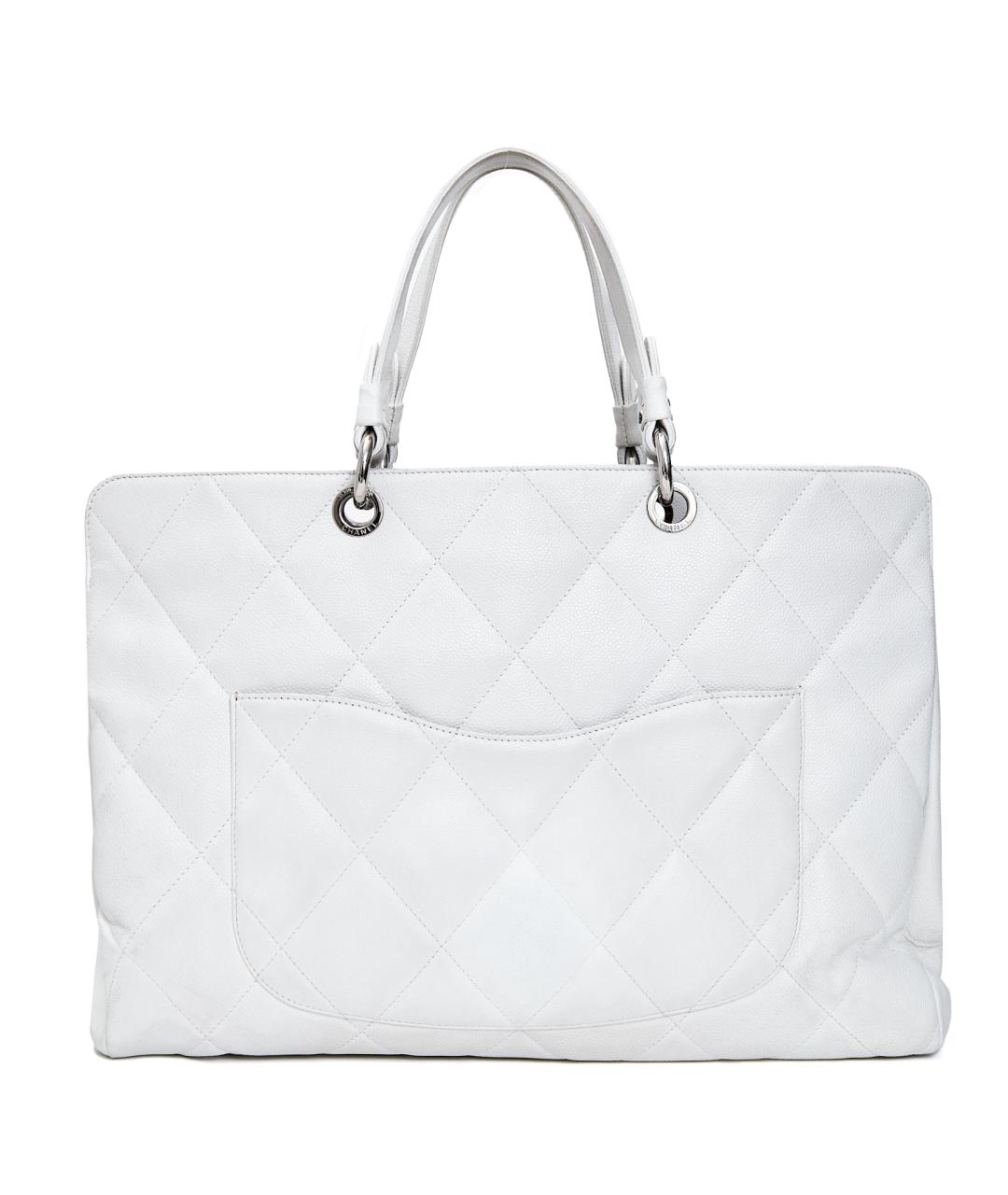 CHANEL Белая кожаная сумка с короткими ручками, фото 2