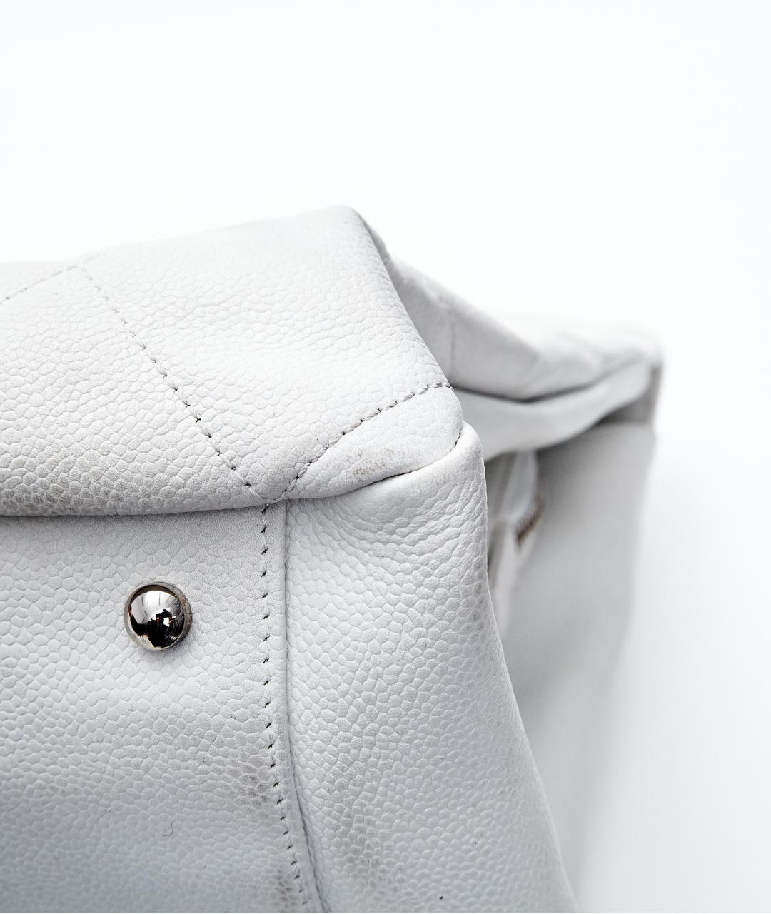 CHANEL Белая кожаная сумка с короткими ручками, фото 8