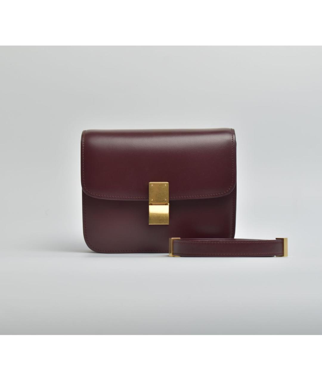 CELINE Бордовая кожаная сумка через плечо, фото 9