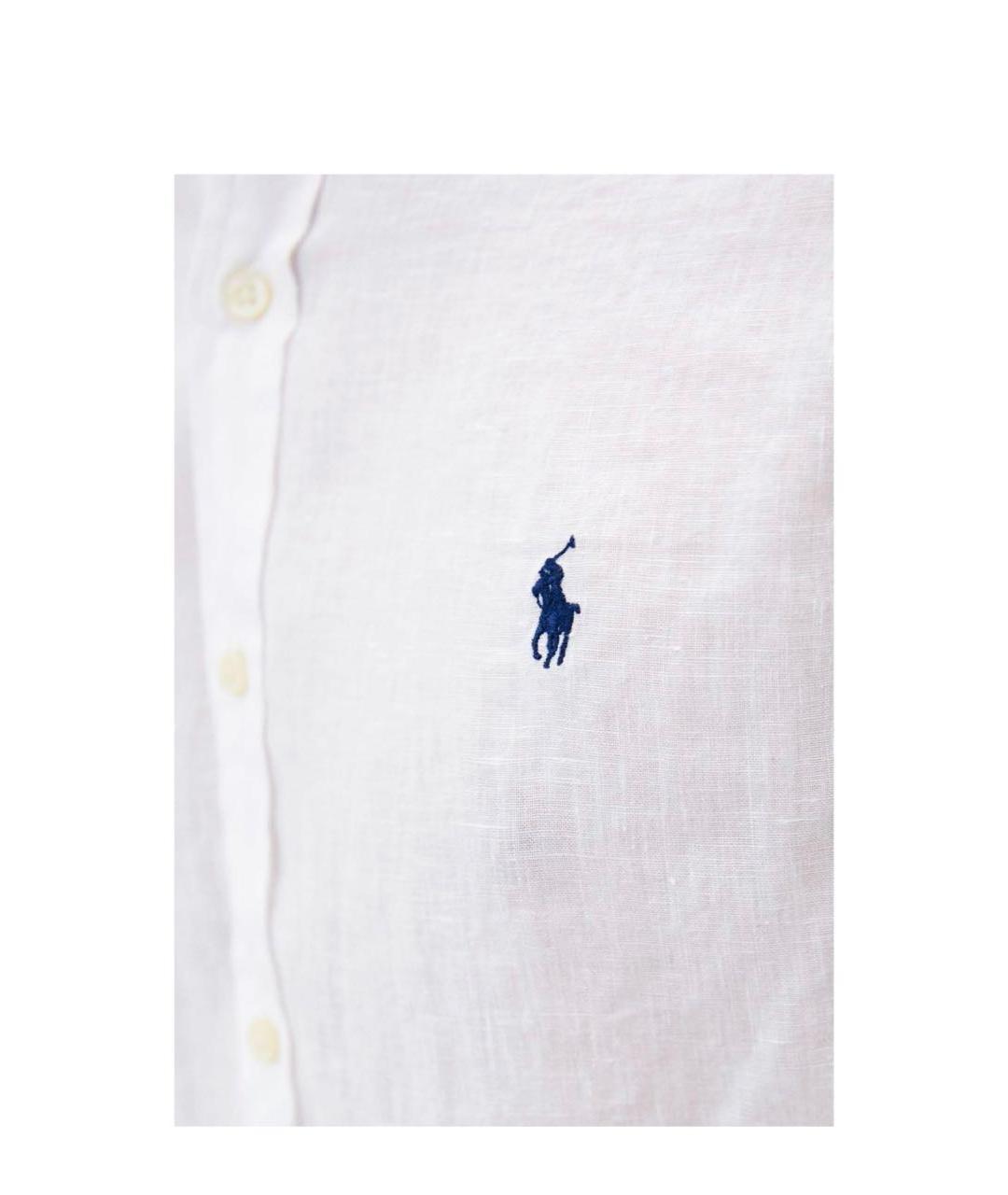 POLO RALPH LAUREN Белая льняная кэжуал рубашка, фото 3