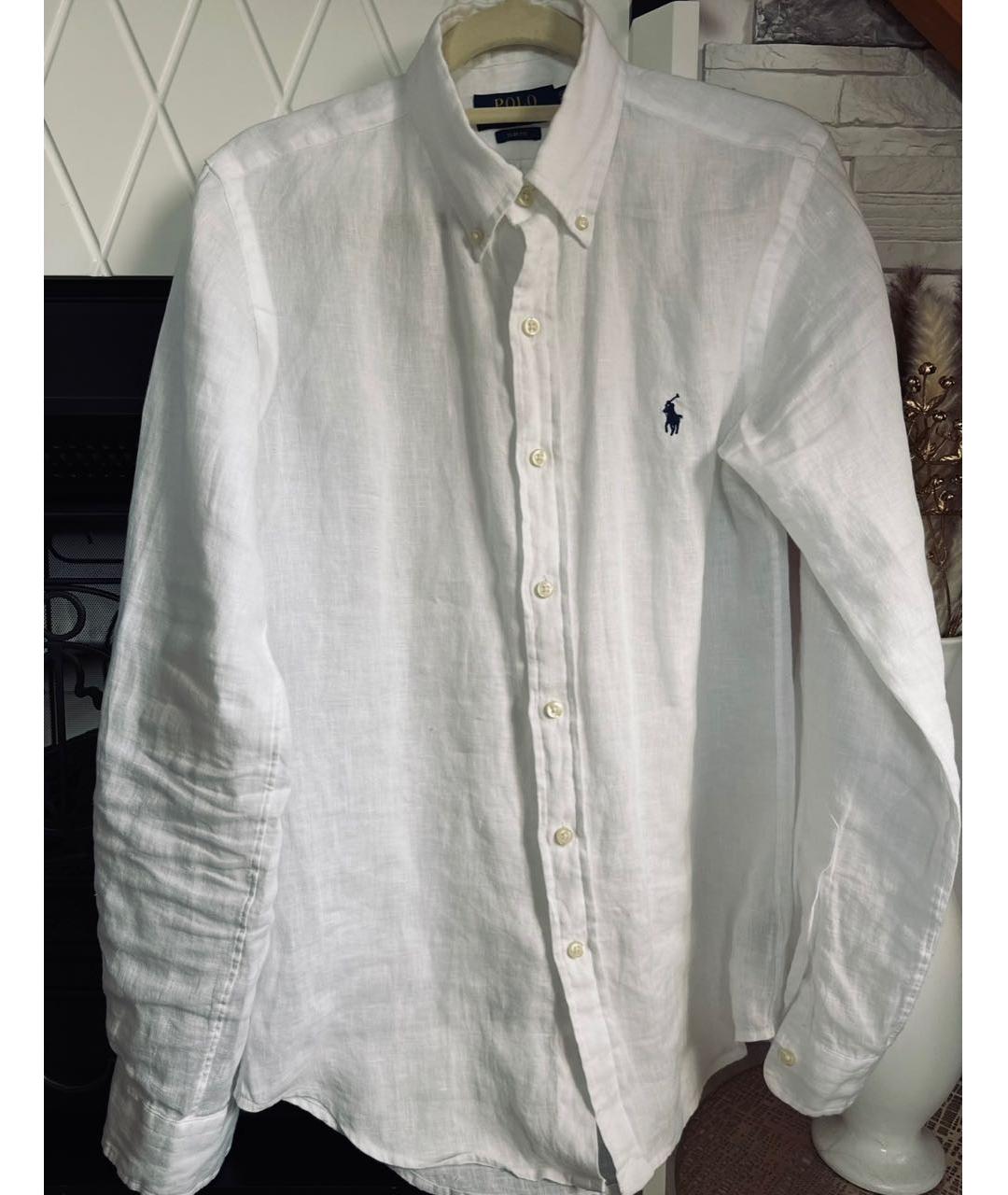 POLO RALPH LAUREN Белая льняная кэжуал рубашка, фото 5