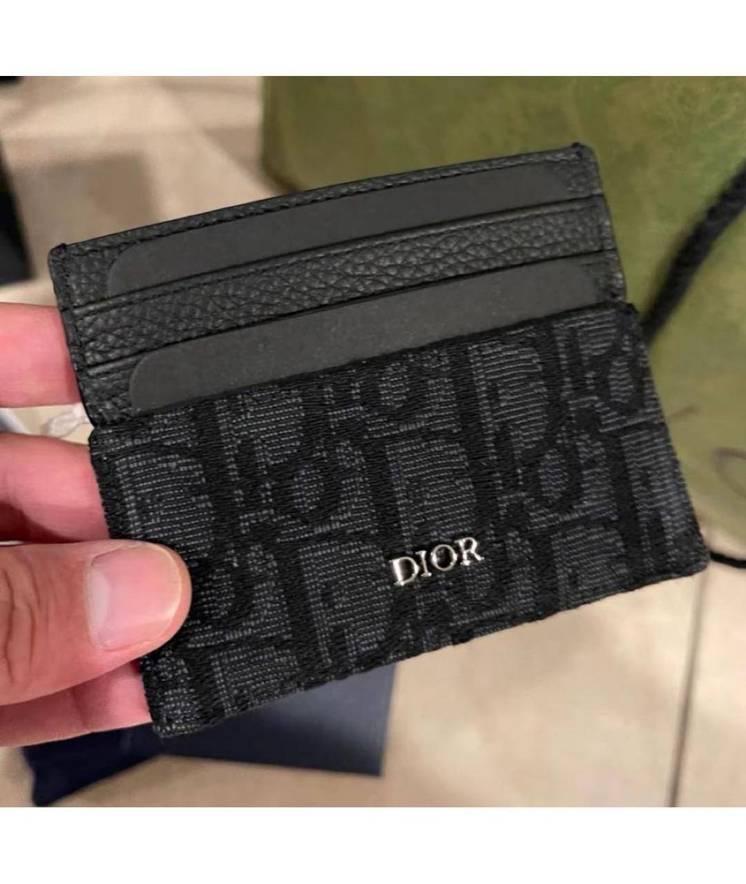 CHRISTIAN DIOR Черный кожаный кардхолдер, фото 3