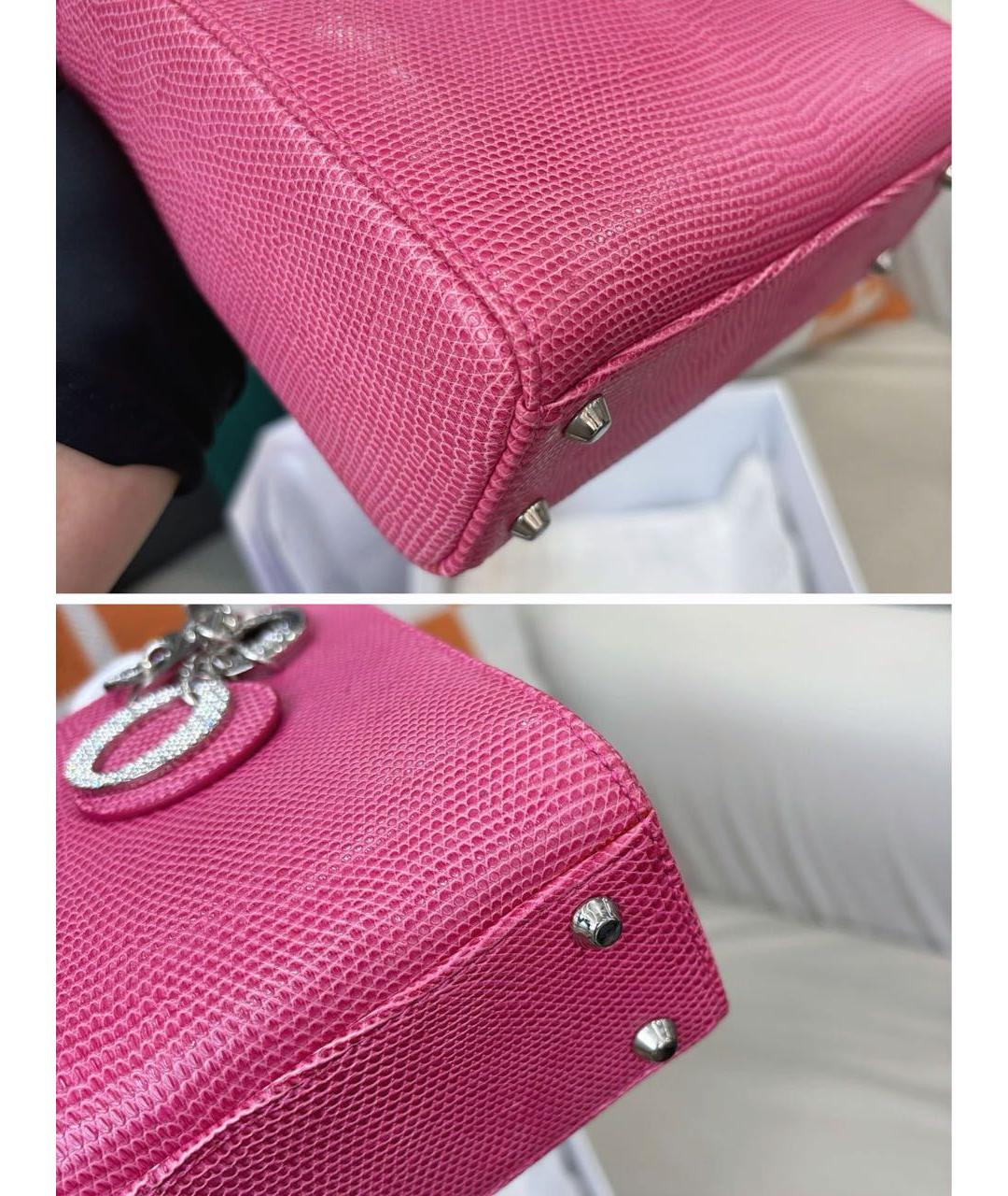 CHRISTIAN DIOR Розовая сумка с короткими ручками из экзотической кожи, фото 8